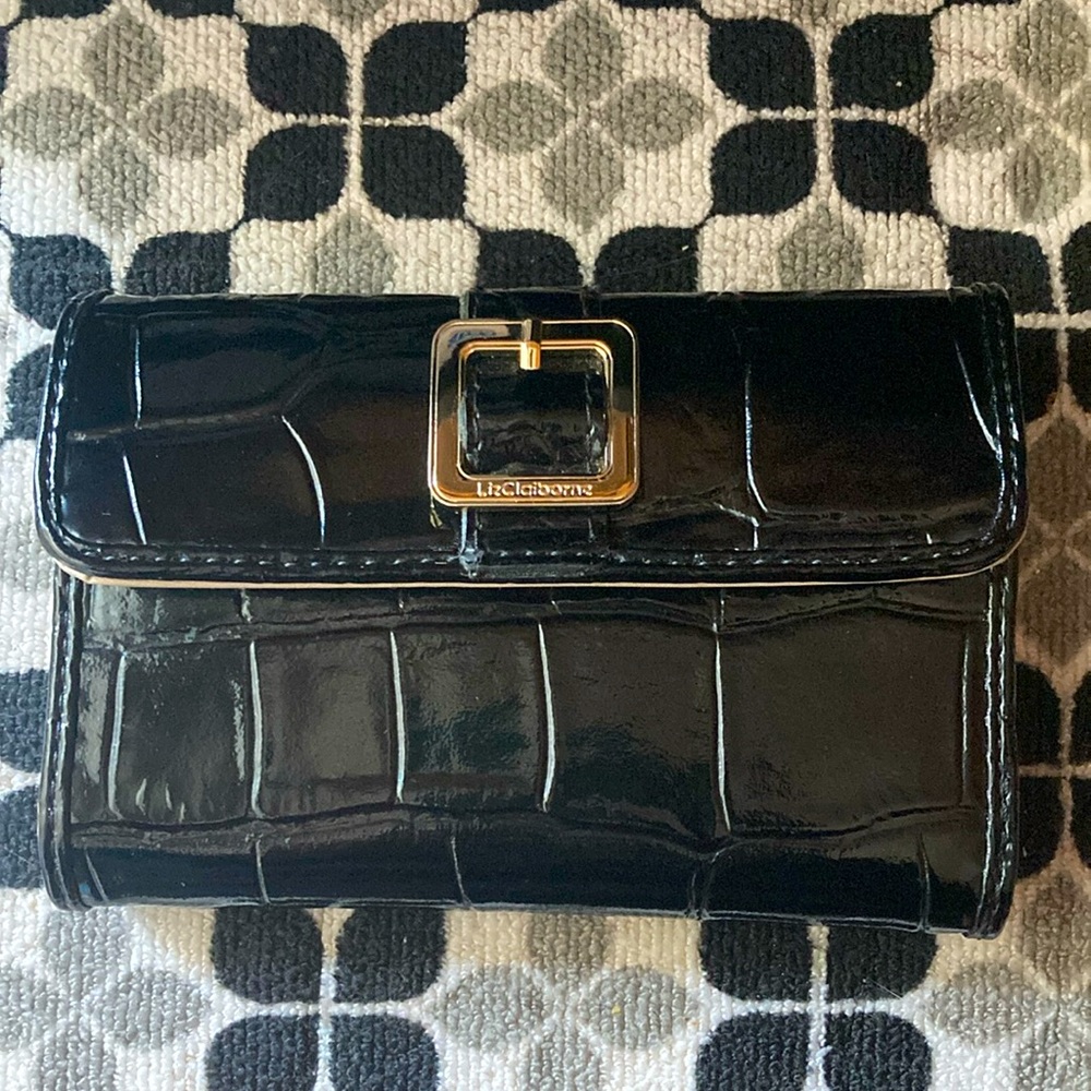 NWOT Liz Claiborne wallet black patent leather style